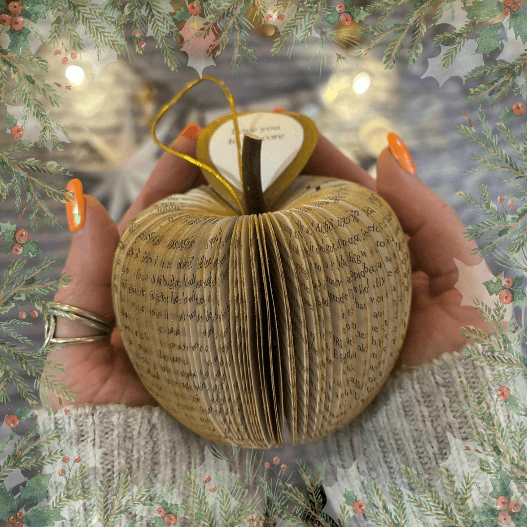 Hanging Gold Glitter Apple Book Gift - Paper Apple Co