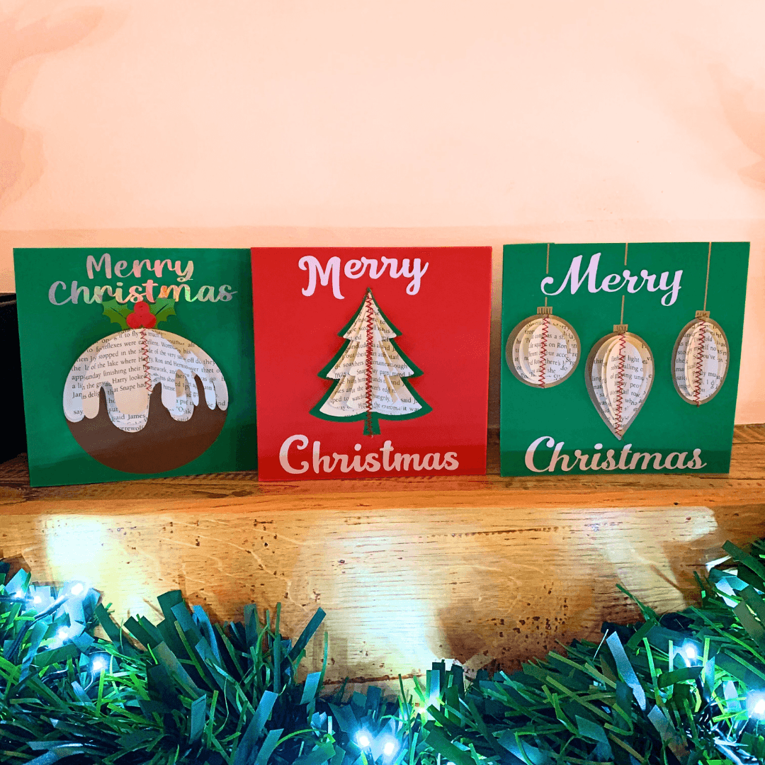 Handmade Christmas Card, Pudding, Tree or Baubles - Paper Apple Co