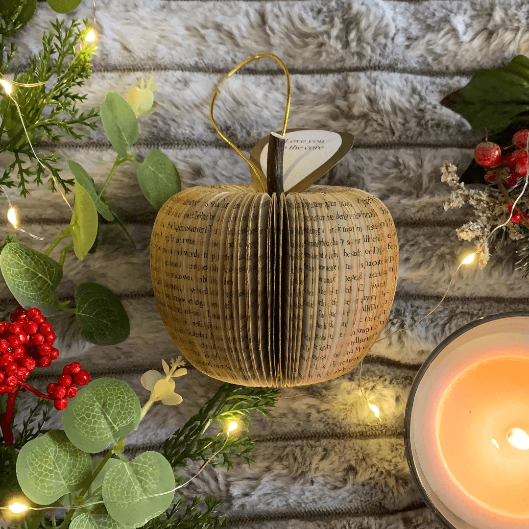 Hanging Gold Glitter Apple Book Gift - Paper Apple Co