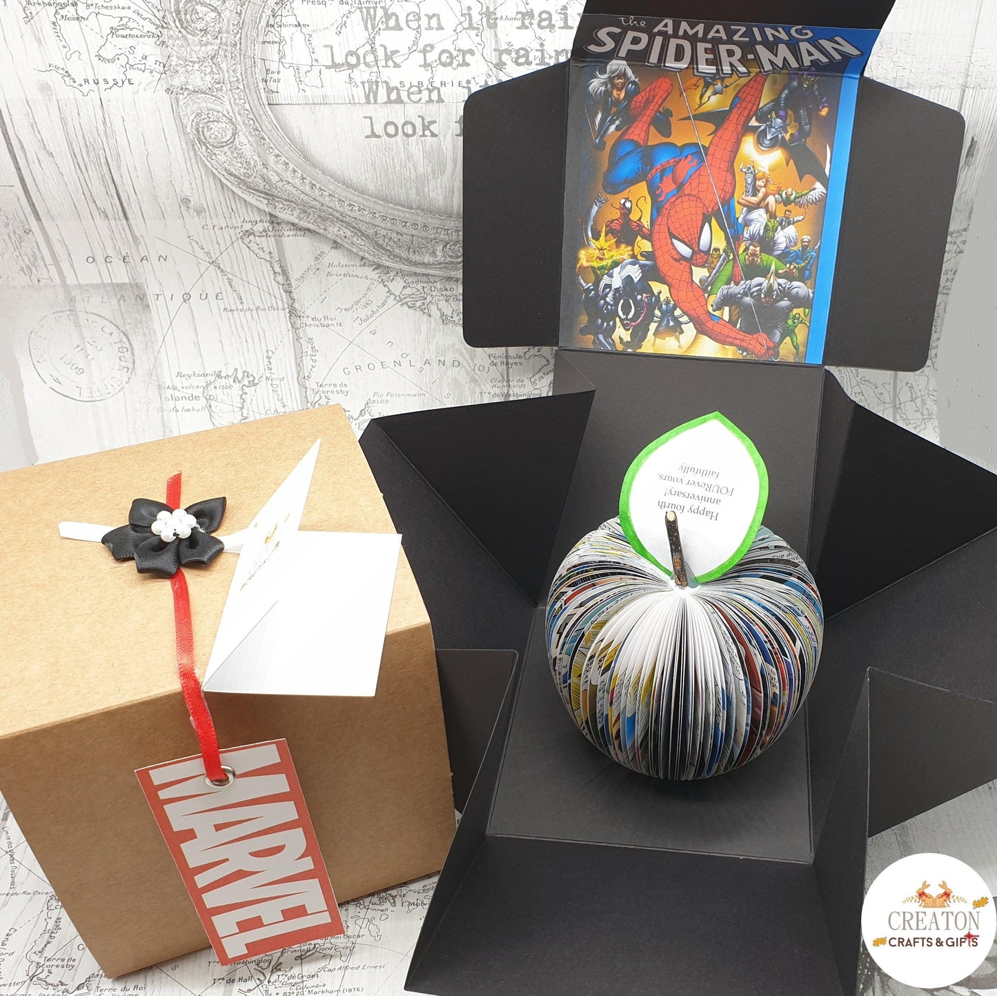Personalised Spiderman Comic Book Apple – Superhero Gift - Paper Apple Co
