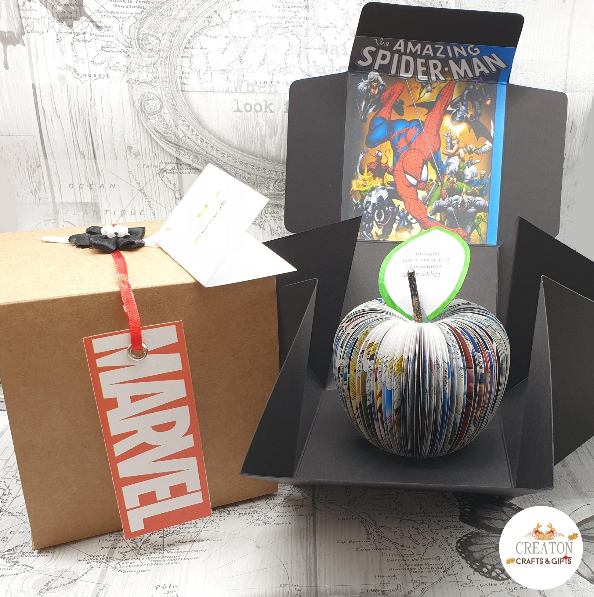 Personalised Spiderman Comic Book Apple – Superhero Gift - Paper Apple Co