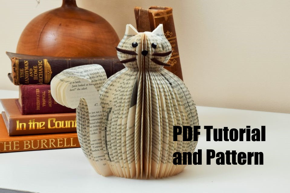 Make your own Book Art Cat - PDF Tutorial and Pattern