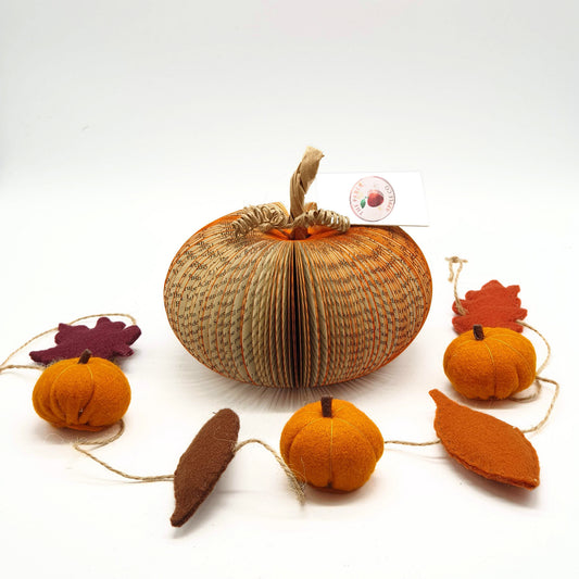 Small handmade book pumpkin Halloween decoration