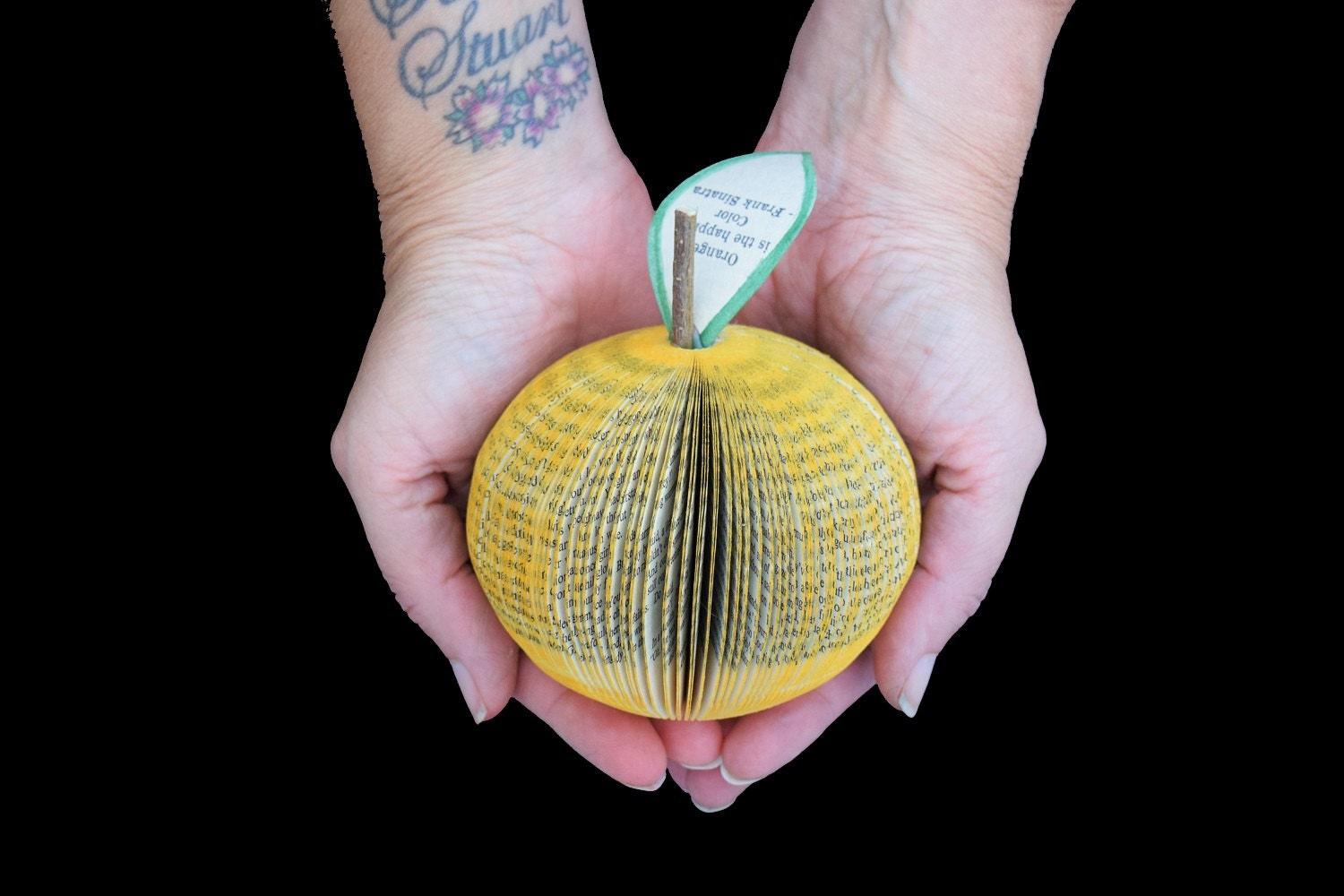 Orange Book Apple – Handmade 4th Anniversary Gift & Keepsake - Paper Apple Co