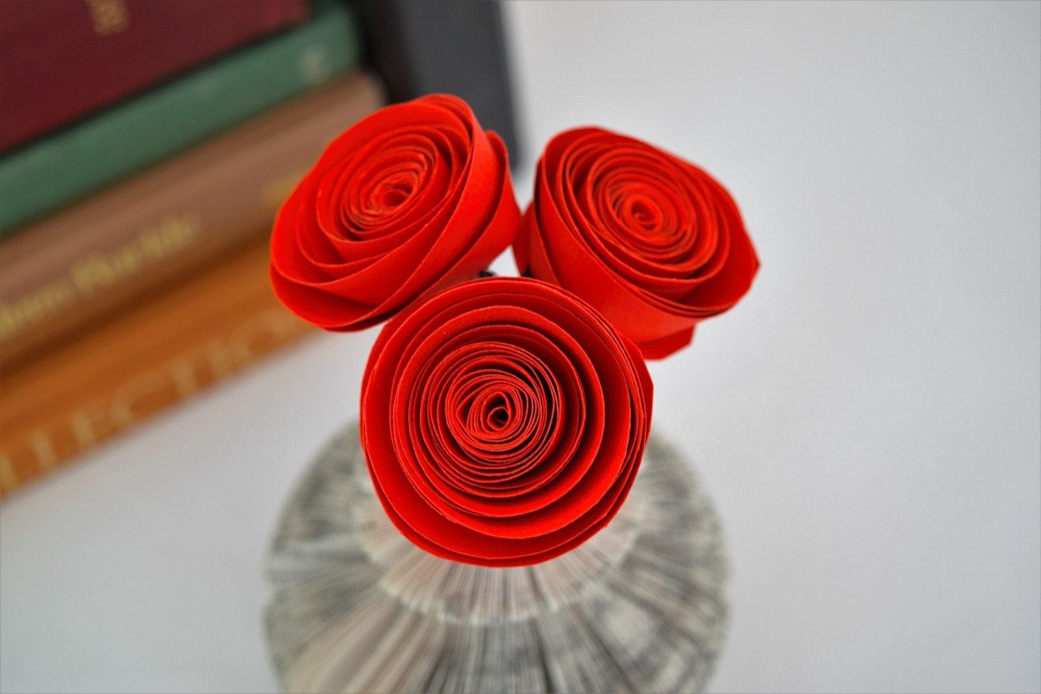 Vase and Red Roses Book Gift - Paper Apple Co
