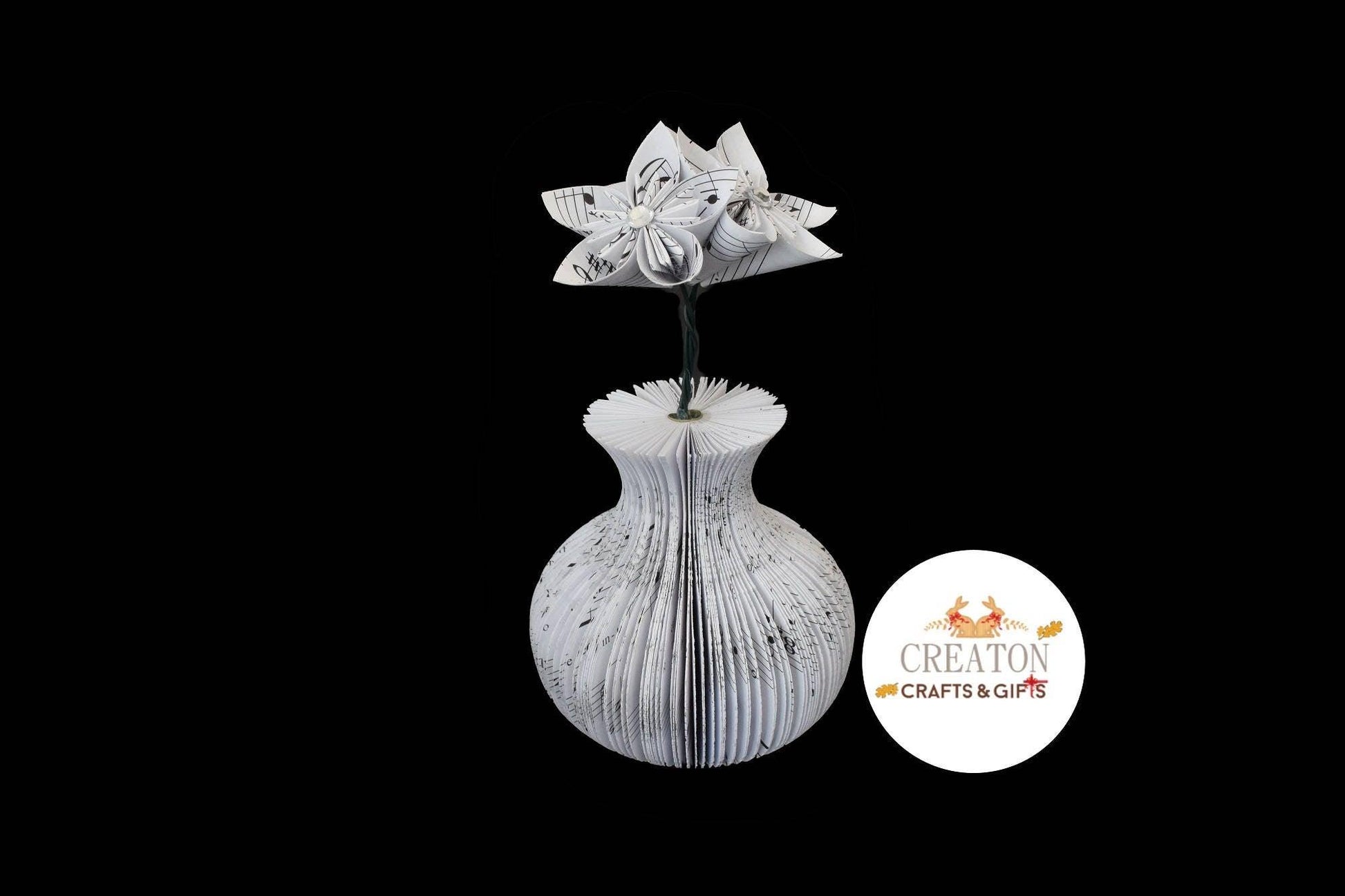 Music Vase and Flowers Book Gift - Paper Apple Co