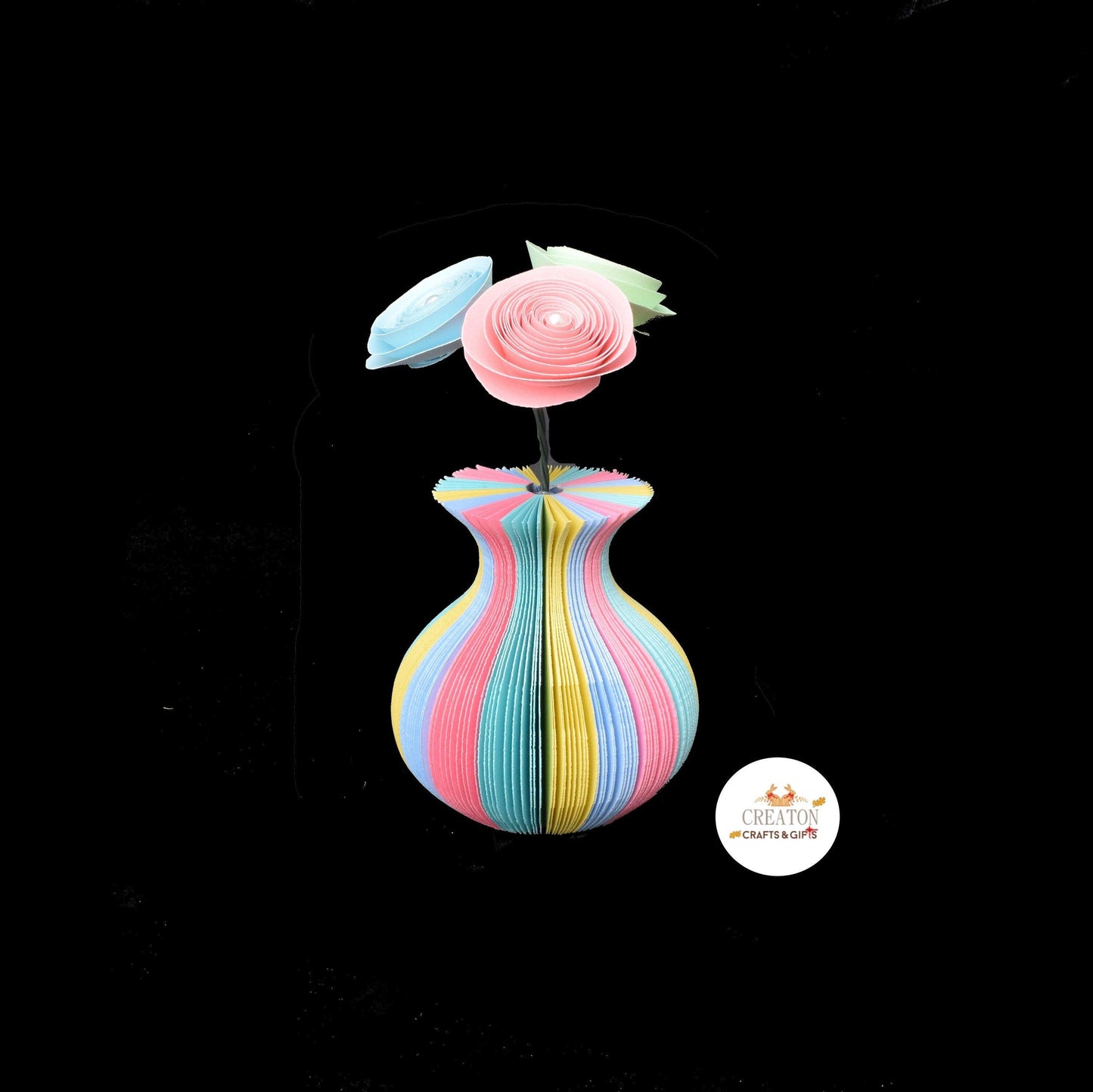 Mini Pastel Rainbow Vase and Flowers Book Gift - Paper Apple Co