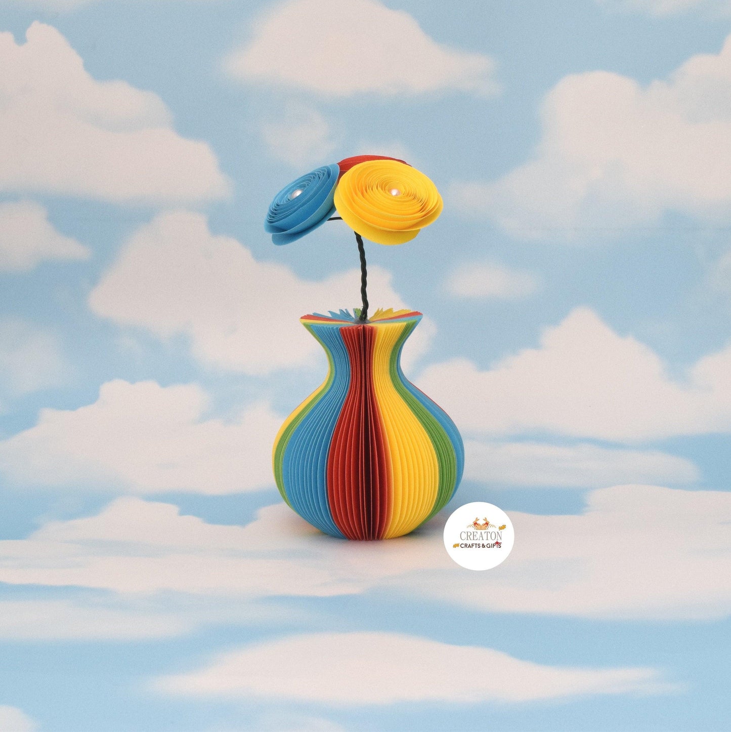 Mini Rainbow Vase and Flowers Book Gift - Paper Apple Co