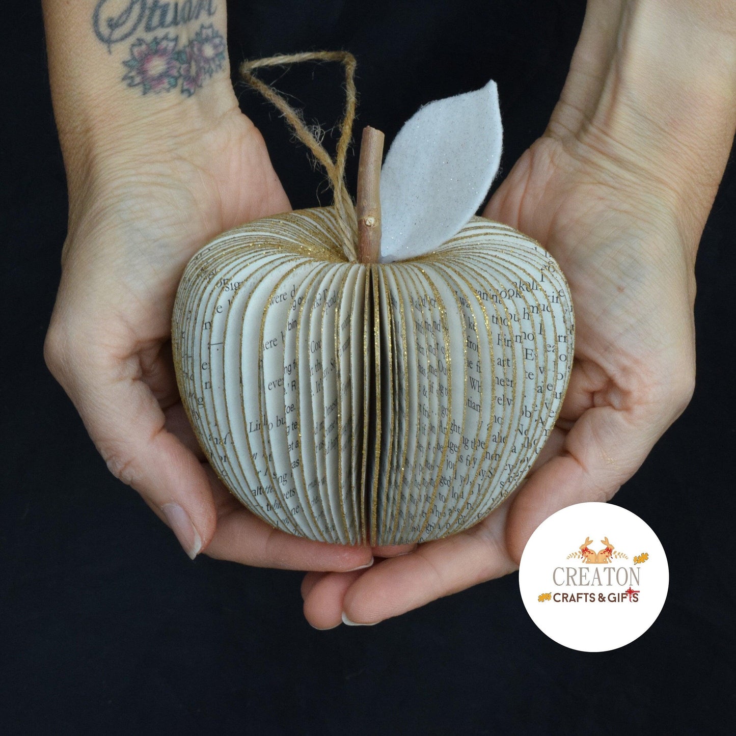 Hanging Gold Glitter Apple Book Gift - Paper Apple Co