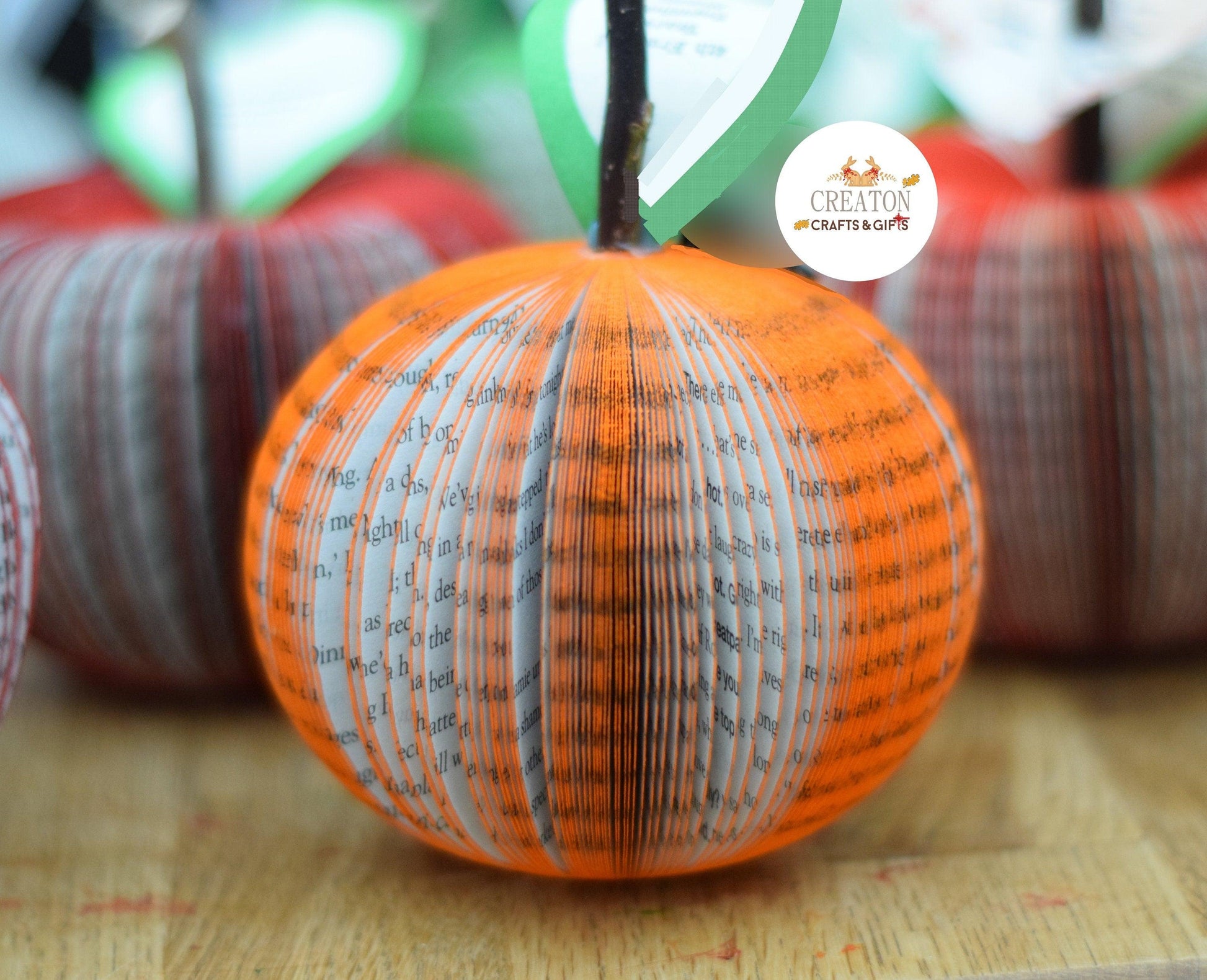 Orange Book Apple – Handmade 4th Anniversary Gift & Keepsake - Paper Apple Co