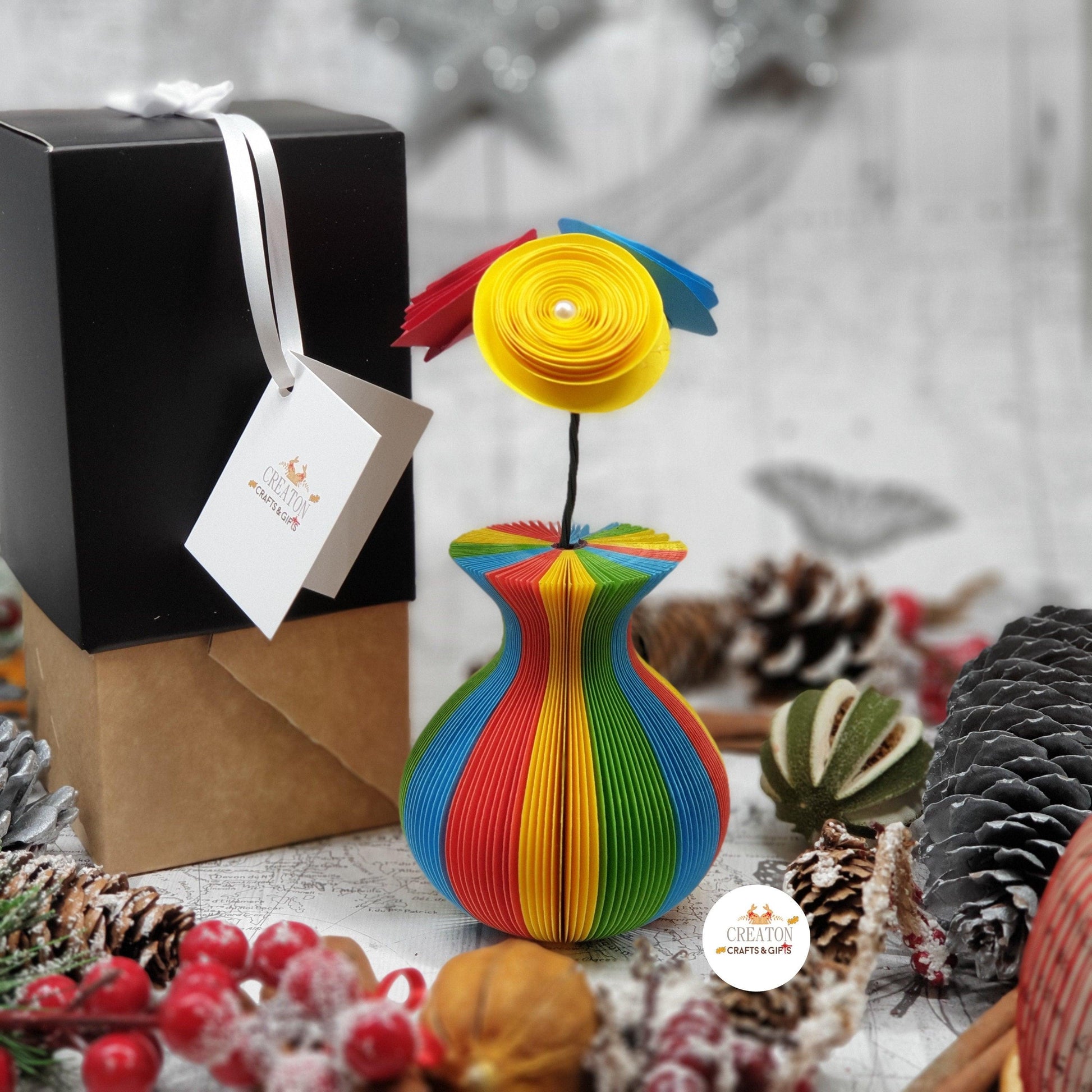 Mini Rainbow Vase and Flowers Book Gift - Paper Apple Co