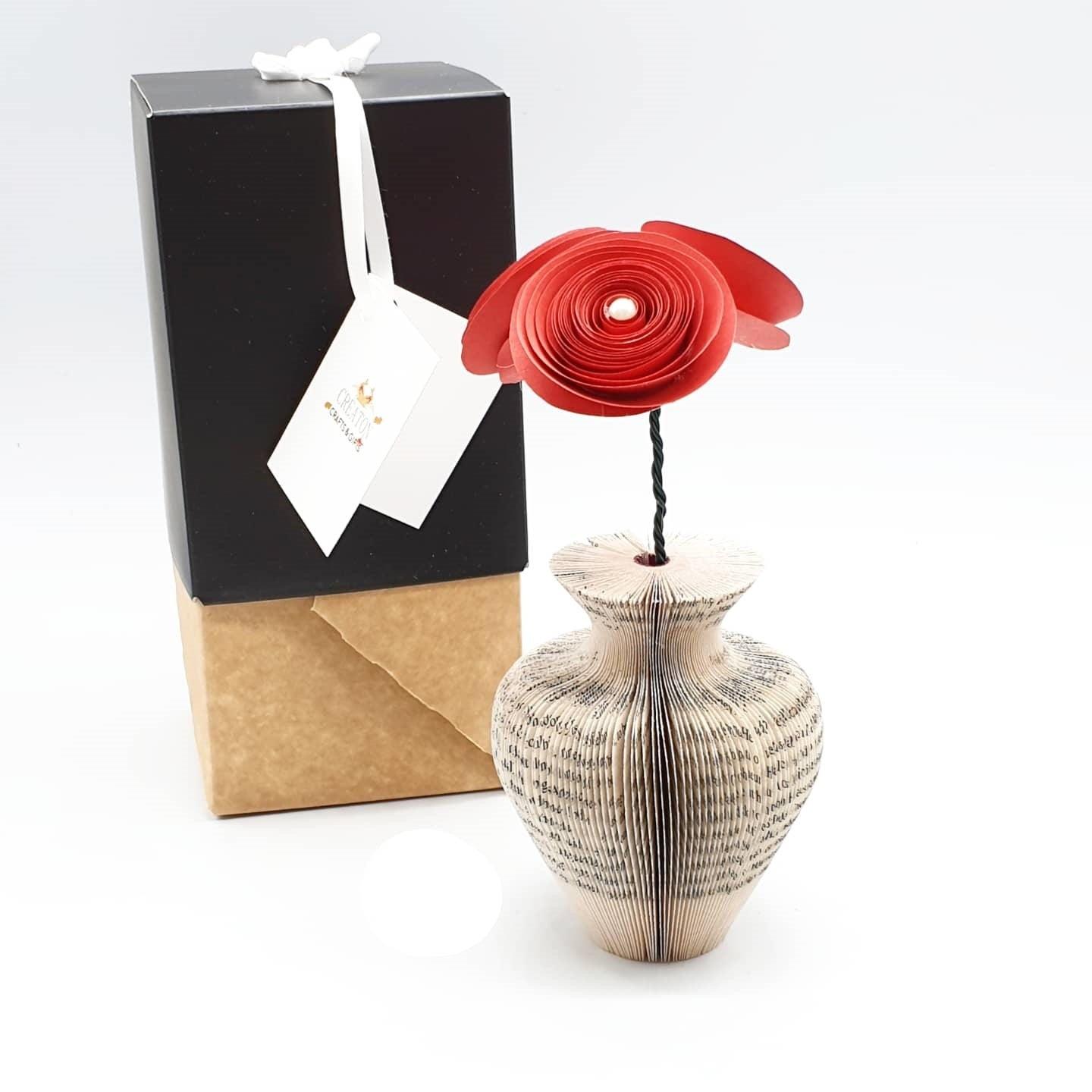 Vase and Red Roses Book Gift - Paper Apple Co