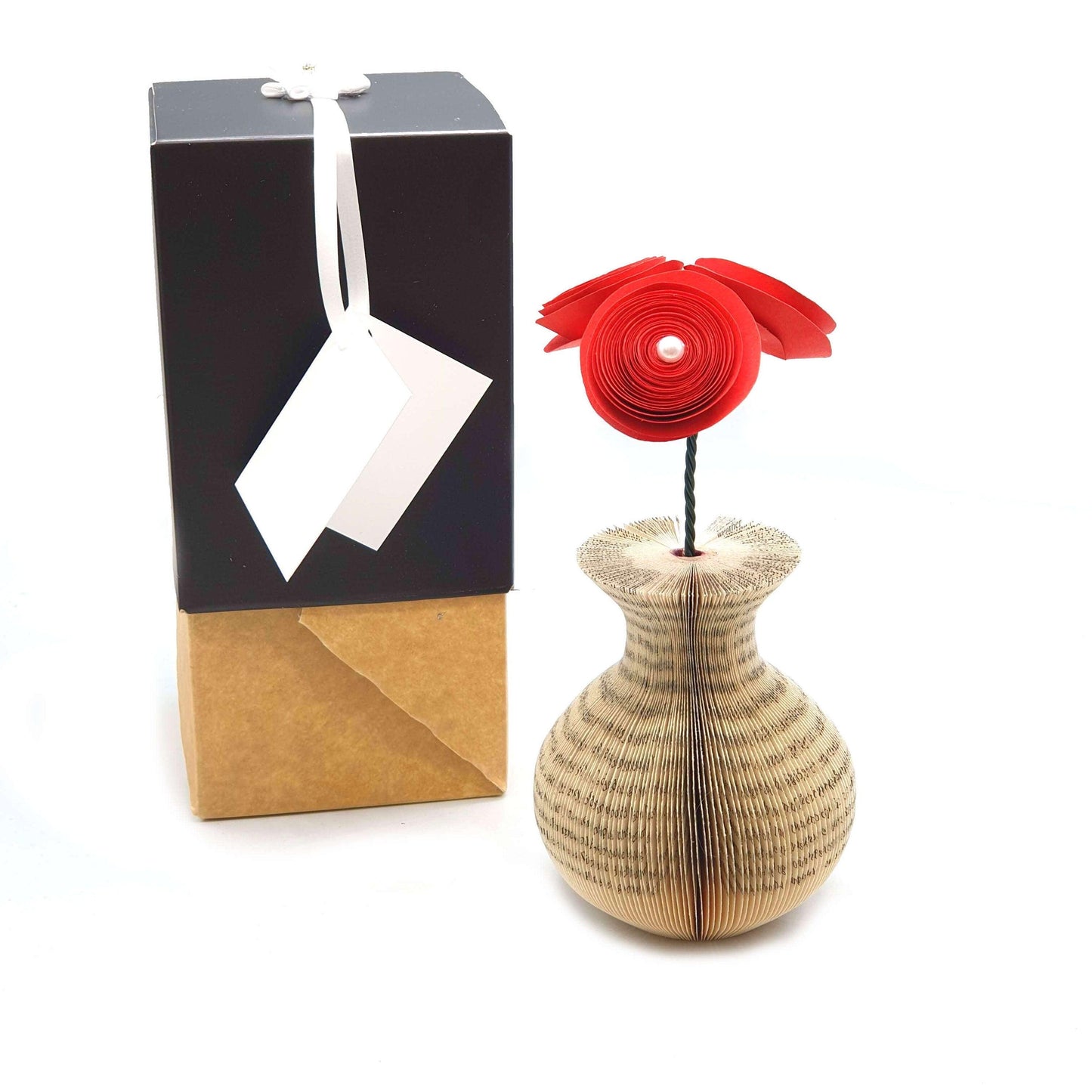 Vase and Red Roses Book Gift - Paper Apple Co
