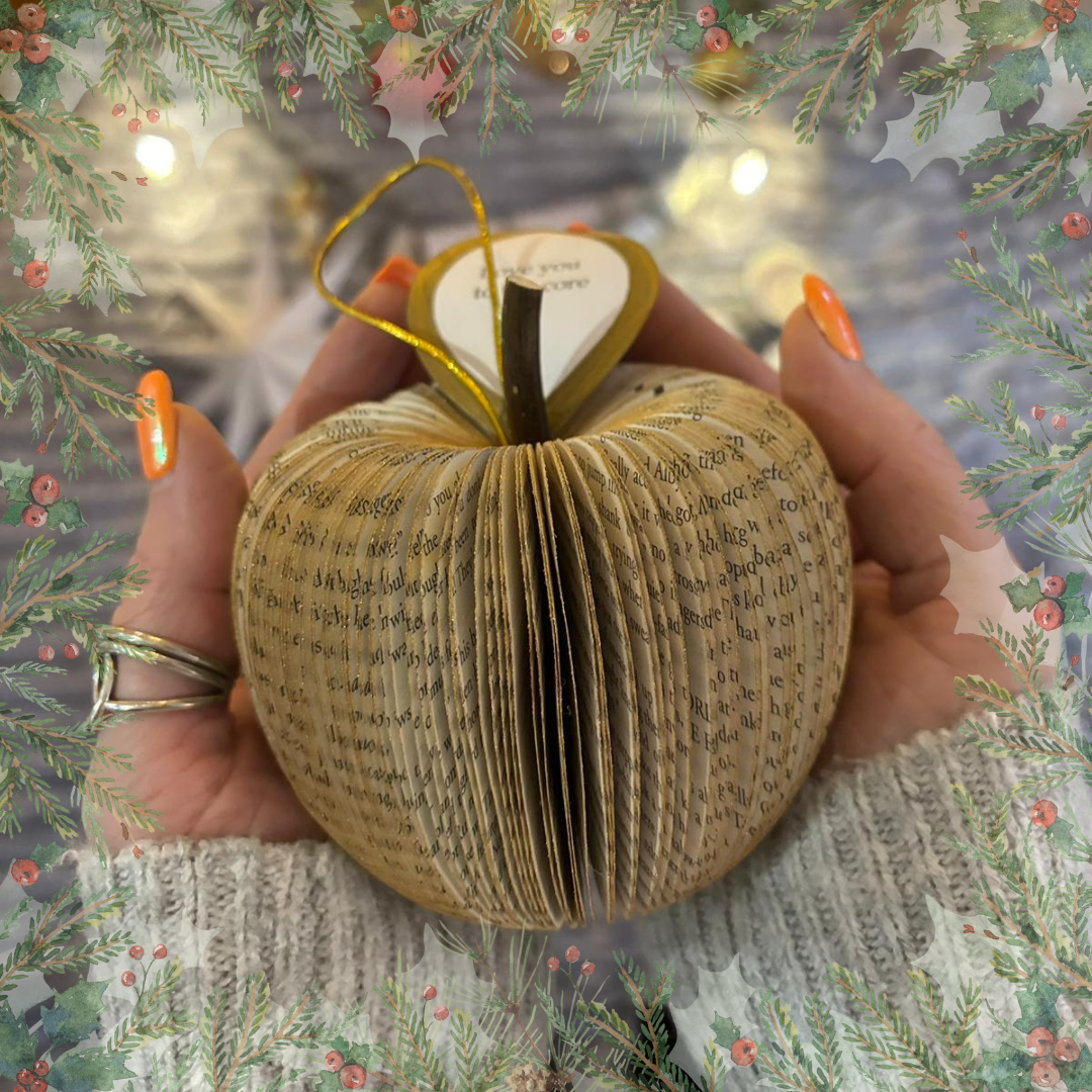 Hanging Gold Glitter Apple Book Gift