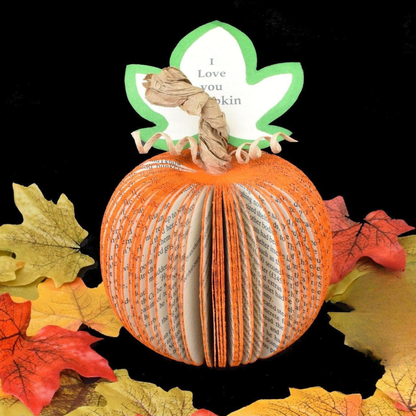 Large freestanding book page pumpkin decoration