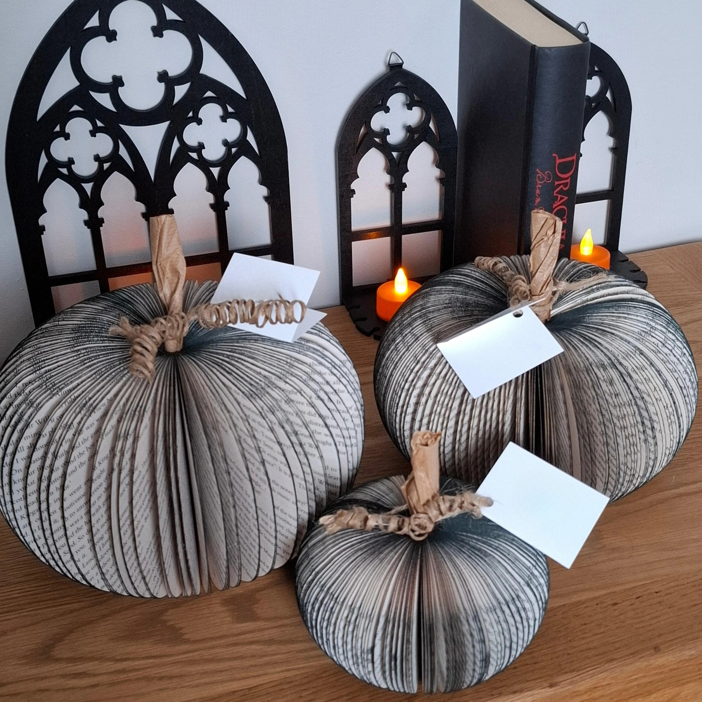 Set of 3 Black Pumpkin large freestanding pumpkin decoration