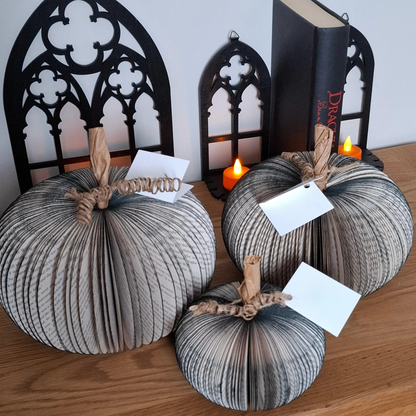 Set of 3 Black Pumpkin large freestanding pumpkin decoration