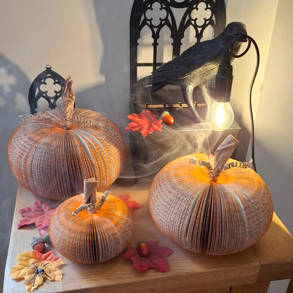 Set of 3 handmade book pumpkin handmade decoration detail