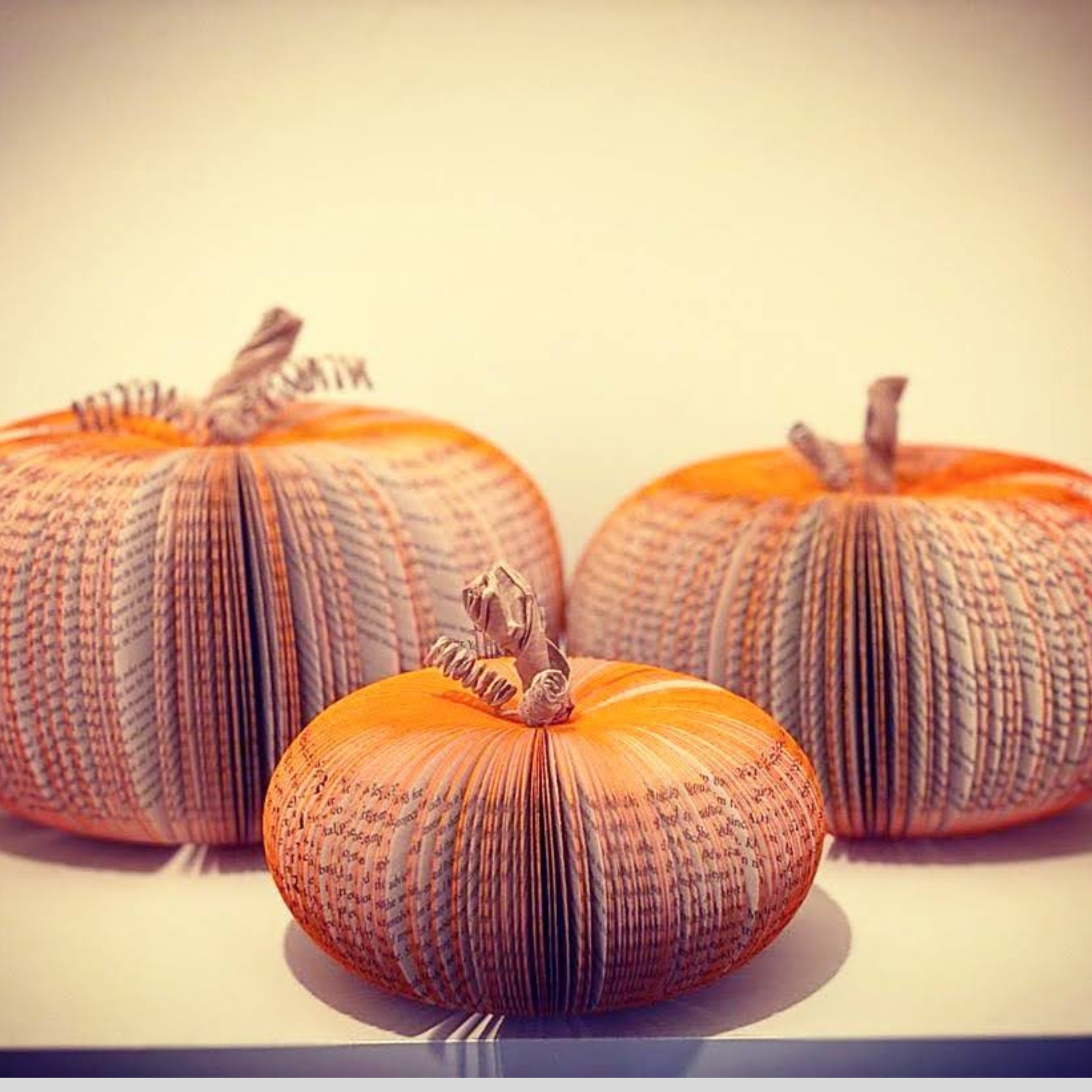 Set of 3 handmade book pumpkin ornament made from real book pages