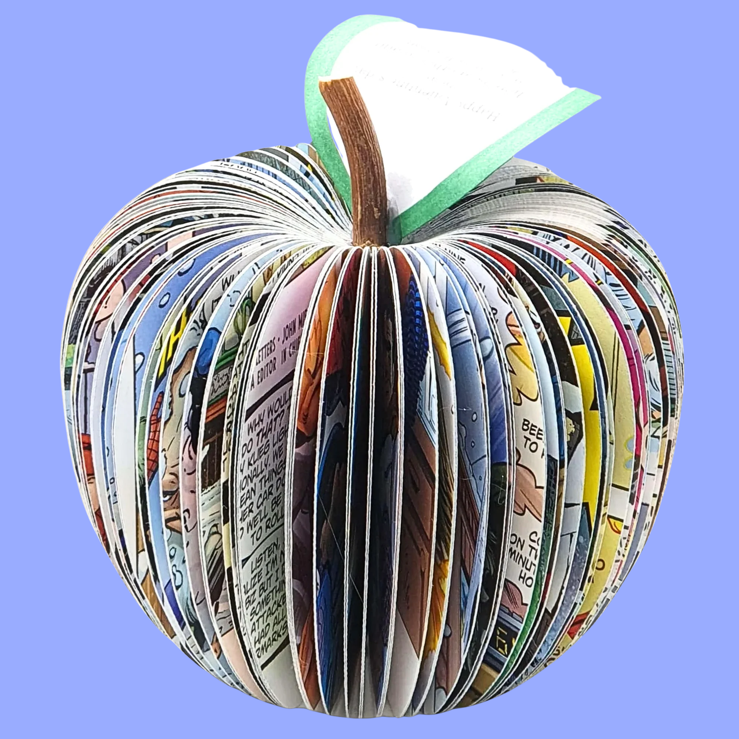 superhero comic book apple gift for him, unique handmade gift from real book pages