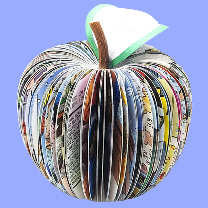 superhero comic book apple gift for him, unique handmade gift from real book pages