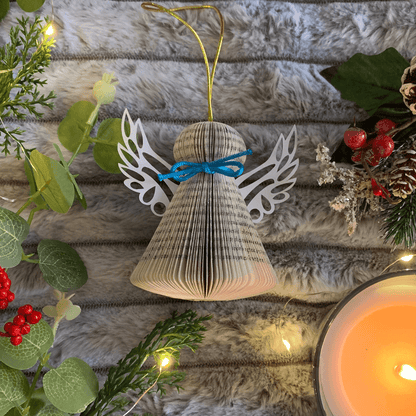 Angel Paper handmade from real book pages, unique Christmas decoration