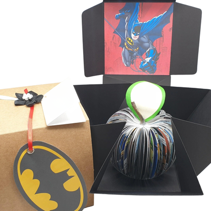Batman comic book apple displayed beside original comic