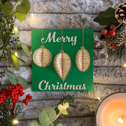 Handmade Christmas Card displayed as Christmas decoration