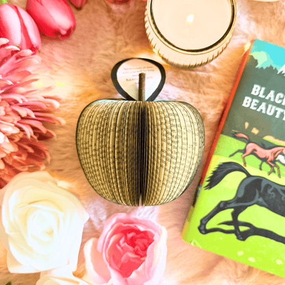 Black Beauty book apple handmade from real book pages, unique literary gift