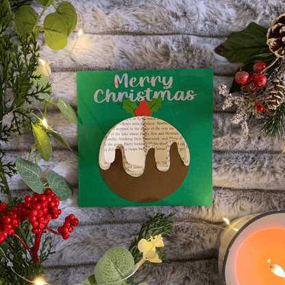 Handmade Christmas Card unique Christmas gift made from book pages