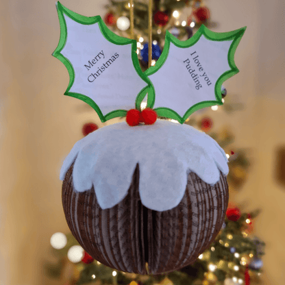 Hanging Christmas Pudding festive gift made from real book pages