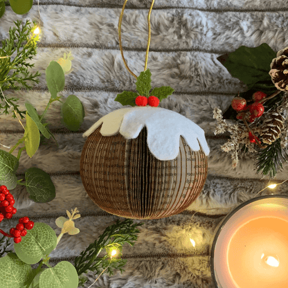 Hanging Christmas book pudding presented in luxury gift box
