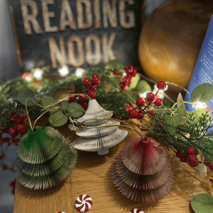 Hanging Christmas Tree festive hanging decoration made from book pages