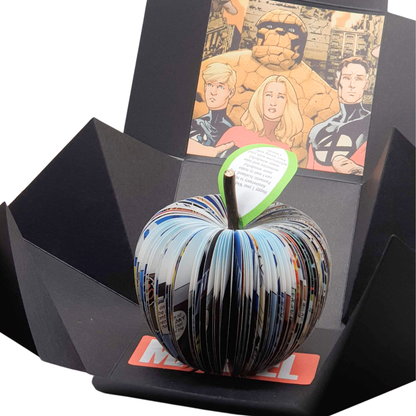 Fantastic Four comic book apple displayed beside original comic