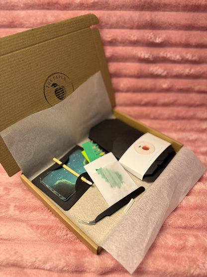 Materials needed for DIY Paper Scene Kit book folding project