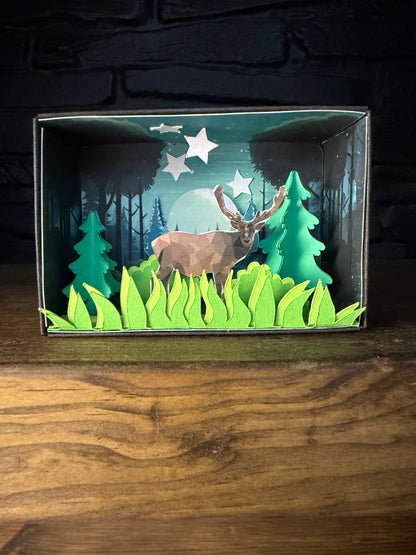 Completed example of DIY Paper Scene Kit made from folded book pages