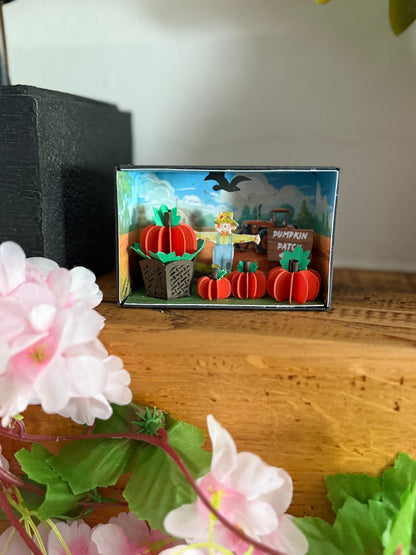 Little Pumpkin Patch Scene DIY Kit pumpkin handmade from real book pages, unique Halloween or autumn gift