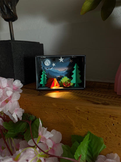 DIY Night Camping Paper Scene Kit on neutral background