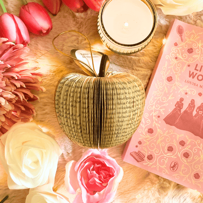 Little Women book apple handmade from real book pages, unique literary gift