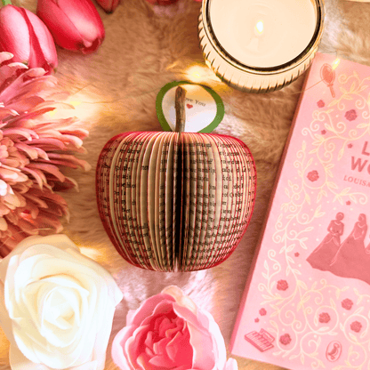 Little Women book apple presented in luxury gift box, ready for gifting