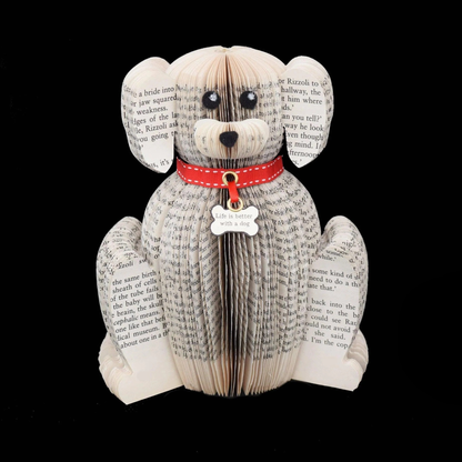 Personalised Dog Book Gift | Handmade Dog Sculpture from a Real Book
