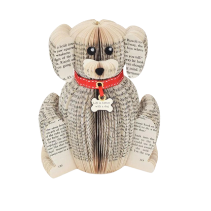 Personalised Dog Book Gift | Handmade Dog Sculpture from a Real Book