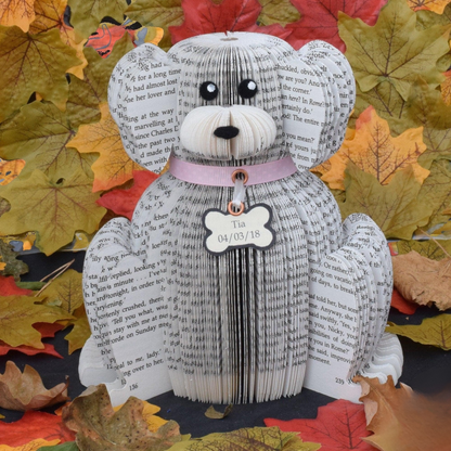 Personalised Dog Book Gift | Handmade Dog Sculpture from a Real Book
