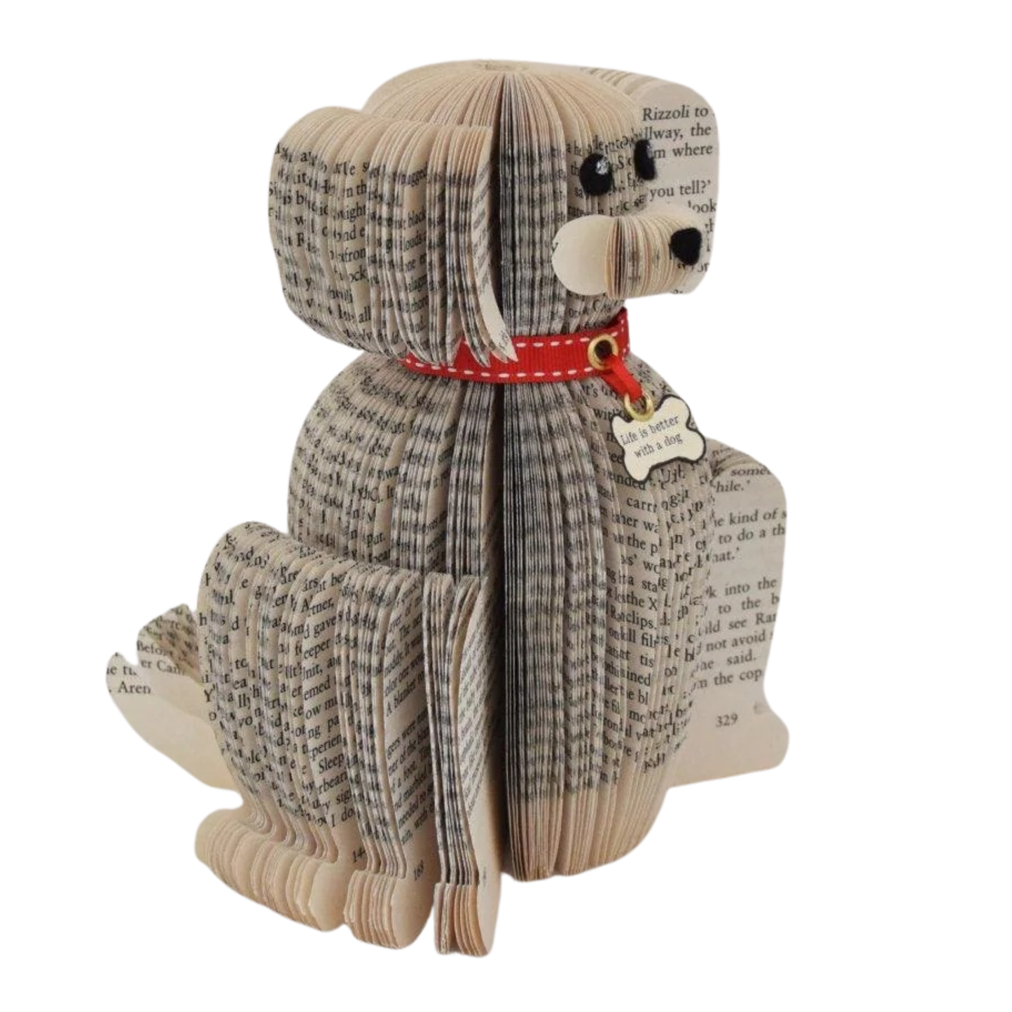 Personalised Dog Book Gift | Handmade Dog Sculpture from a Real Book