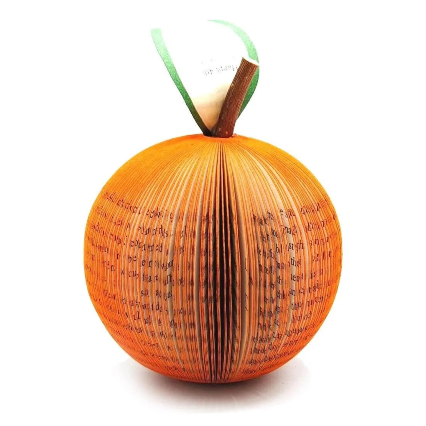 Personalised 4th anniversary fruit gift handmade orange crafted from real book pages with custom message leaf