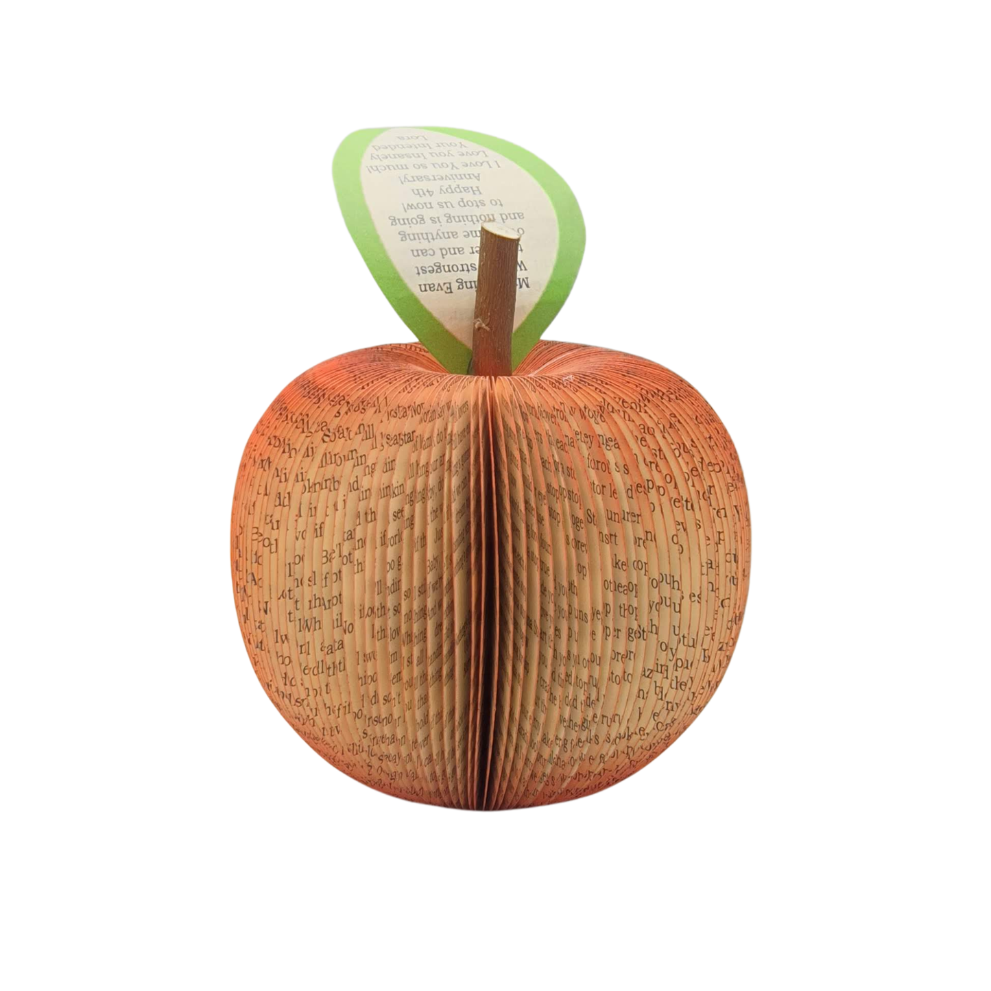 Handmade book peach on white background, handmade book page gift