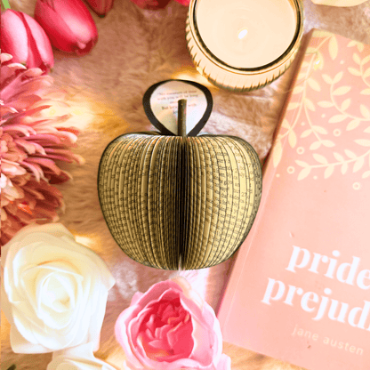 Pride and Prejudice book apple handmade from real book pages, unique literary gift