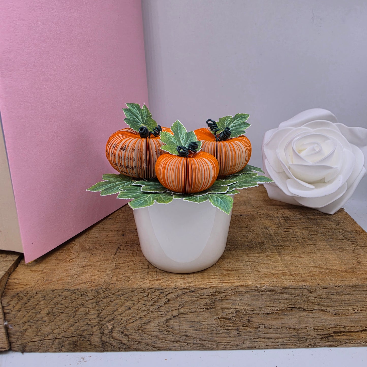 Pumpkin Patch Pot | Upcycled Book Art Autumn Decor