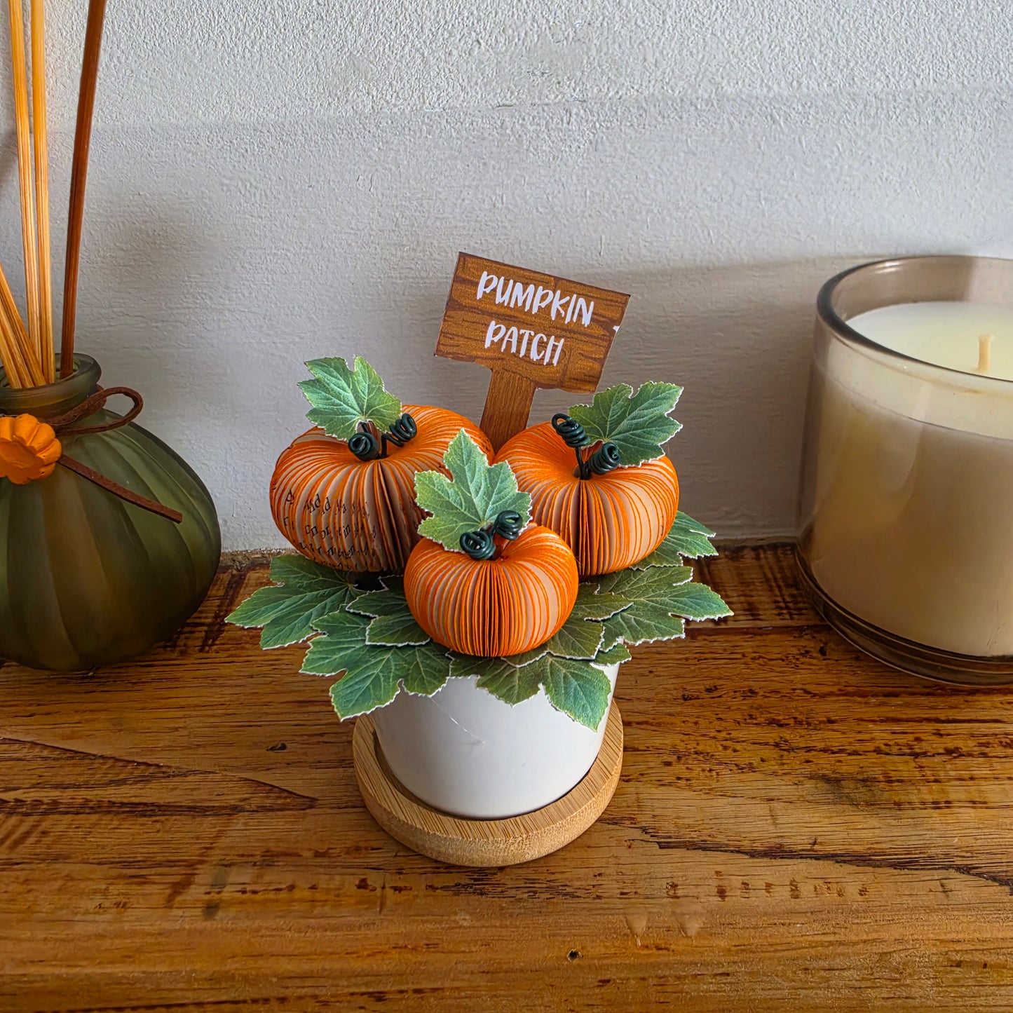 Pumpkin Patch Pot | Upcycled Book Art Autumn Decor