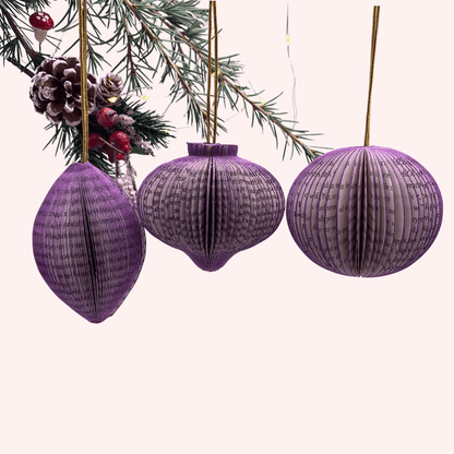 Paper Baubles Hanging Decorations displayed in festive setting